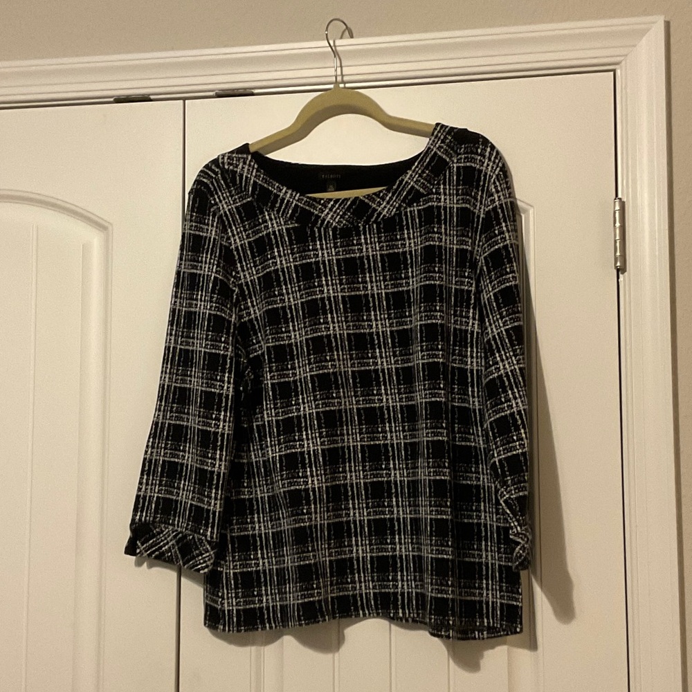 Talbots Black and White Checkered Blouse